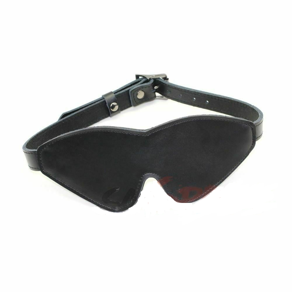 House Of Dasein Deluxe Black Leather Blindfold Bondage Eye Mask Restraints Bdsm