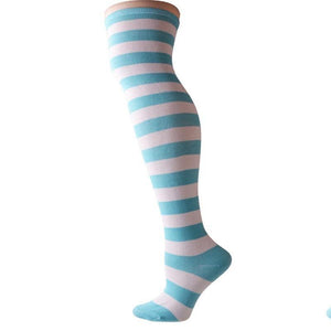 Blue Striped Thigh Highs