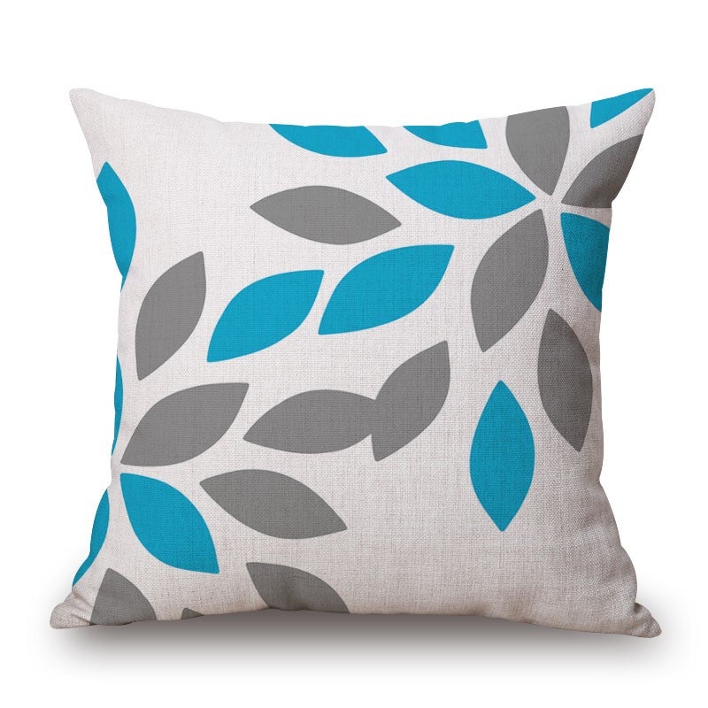 Blue White Grey Cotton Linen Pillow Cover