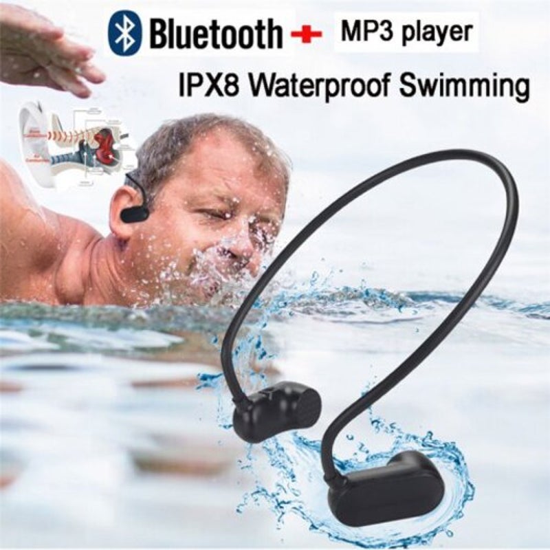 Bone Conduction Bluetooth 5.0 With Mp3 Player Ipx8 Waterproof Swimming Outdoor Sport Earphones Black 8Gb