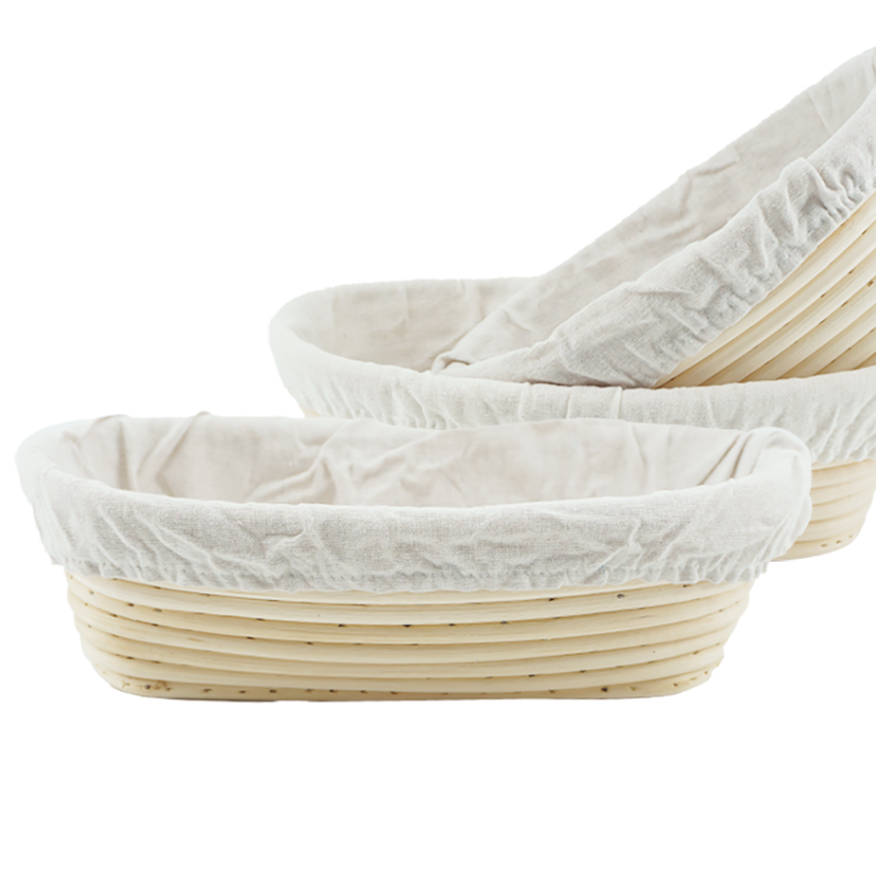 Banneton Brotform Dough Rattan Bread Proofing Basket With Cloth Cover 28X14x8cm