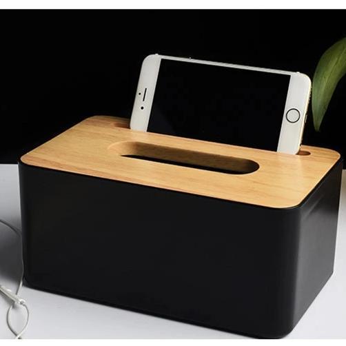 Black And Wooden Tissue Box Cover Home Decor