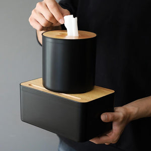 Black And Wooden Tissue Box Cover Home Decor