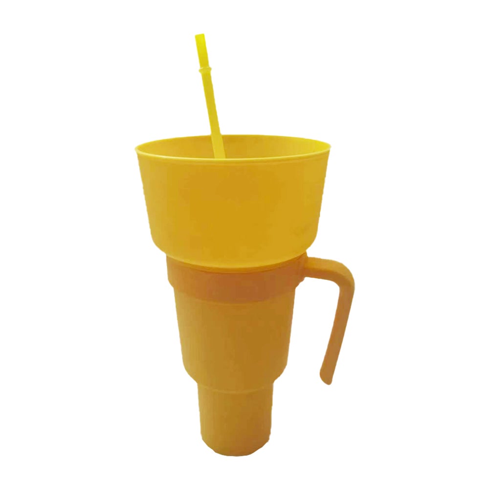 Cups With Lids And Straws Reusable Stadium Tumbler Popcorn Snack Bowl