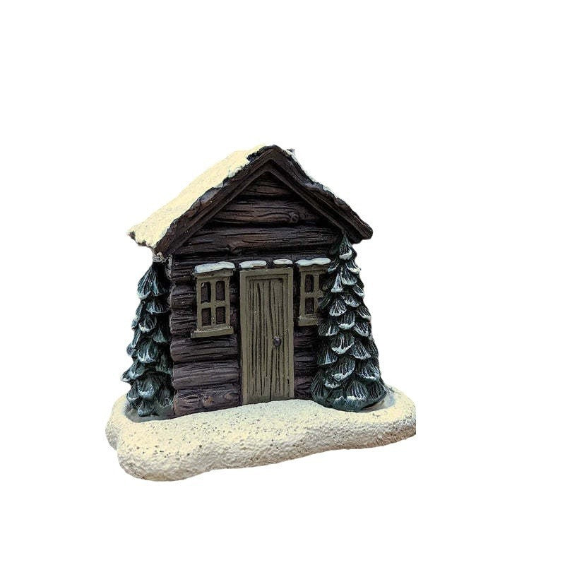 Log Cabin Incense Burner Rustic Christmas Chimney Hut Collectible Resin Statue