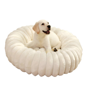 Pet Kennels Long Plush Round Cat Nest Winter Warm Dog Beds Super Soft Mat Sofa