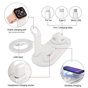 4 In 1 Wireless Charging Dock Station For Apple Watch Iphone X Xs Xr Max 11 Pro 8 Airpods 10W Qi Fast Charger Stand Hold