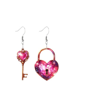 Veile Studios Romantic Key Heart Lock Acrylic Earrings Types And B Unisex New Collection