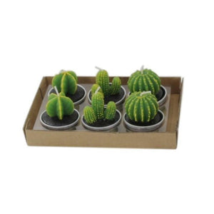 6Pcs/Set Artificial Cactus Succulent Plant Green Mini Candles Home Dcor