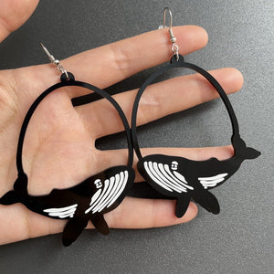 Veile Studios Acrylic Dangle Earrings Round Asymmetric Black Animals Drop Jewellery