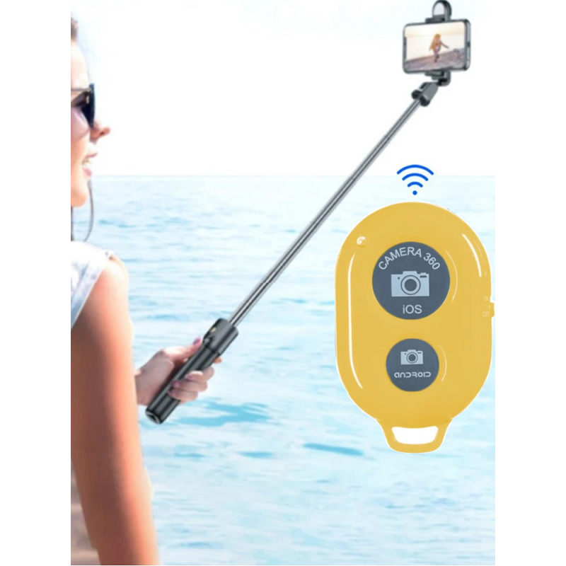 Wireless Bluetooth Camera Remote Control Shutter Self Timer Ios Android Yellow