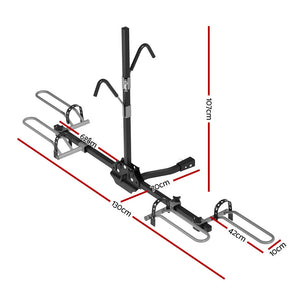 Giantz 2 Bicycle Bike Carrier Rack Rear 2" Hitch Mount Platform Foldable