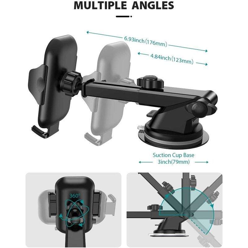 Car Phone Holders Universal Suitable For Dashboard Windshield Adjustable Long Arm Strong Suction Mobile