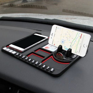 Car Temporary Parking Sign Panel Storage Mat Anti Skid Pad Phone Holder Black