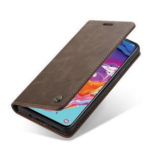 Ultra Thin Wallet Phone Card Slots With Stand For Samsung Galaxy A70 Coffee