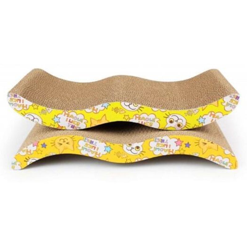 Cat Board Durable Wave Design Incline Scratcher Kitty Toy Light Khaki