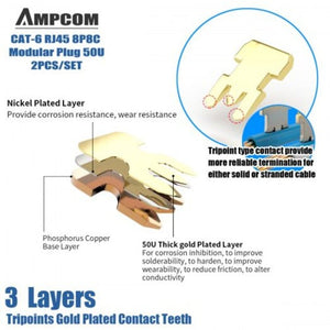 Cat6 Utp Rj45 Connector 8P8c Modular Plug 2 Piece Suit Gold Plate Quality Material For Patch Cable 30Pcs Transport