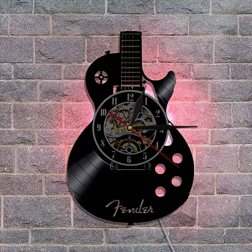 Retro Guitar Vinyl Record Wall Clock