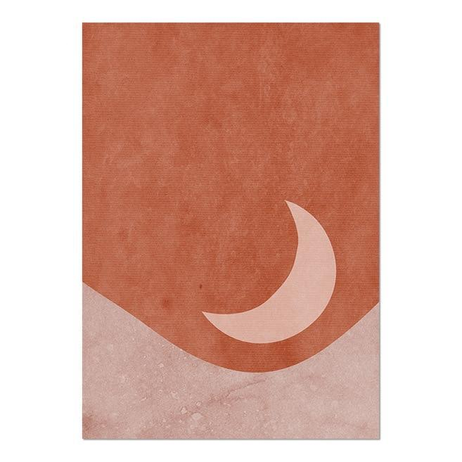 Celestial Canvas Abstract Lanscape Sun And Moon Prints