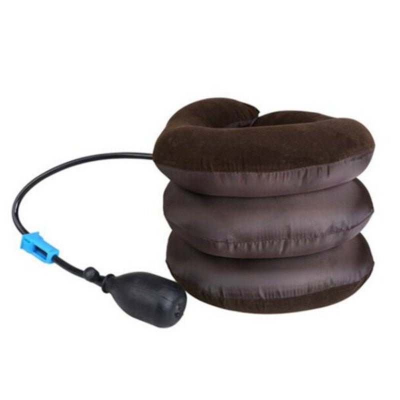 Cervical Neck Vertebra Traction Brace Massager Deep Brown