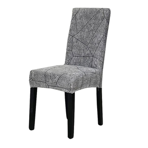 Chair Cover Grey Stone Break Design Anti Dirt Elastic Material For Dining Room Kitchen Wedding Hotel Banquet Restaurant