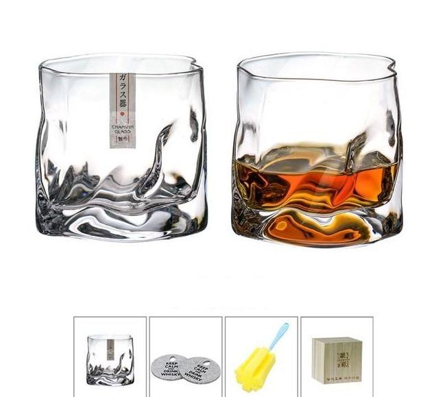 Japanese Crumpled Paper Whiskey Glass Barware Sets Father's Day Gift Idea