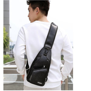 Messenger Bag Leather Men Chest Vintage Crossbody Shoulder Sling