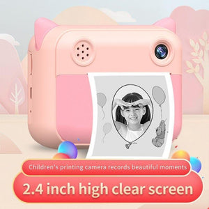 Kids Instant Print Camera Hd 1080P Digital Photo Paper Rechargeable