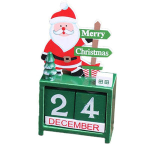 Christmas Ornaments Wooden Calendar Block Countdown Santa Claus Snowman Reindeer