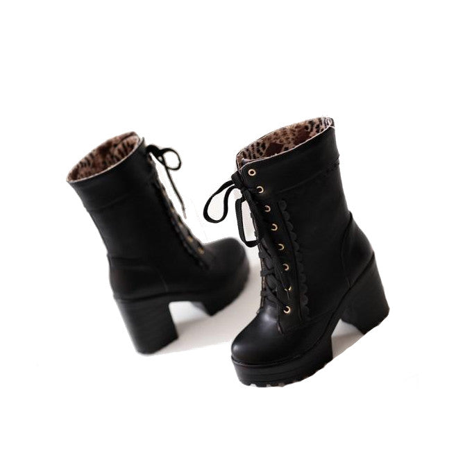 Chunky Lace Platform Lolita Boots