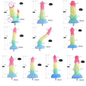 Colourful Rainbow Big Dildo Vac U Lock Attachments For Automatic Sex Machine