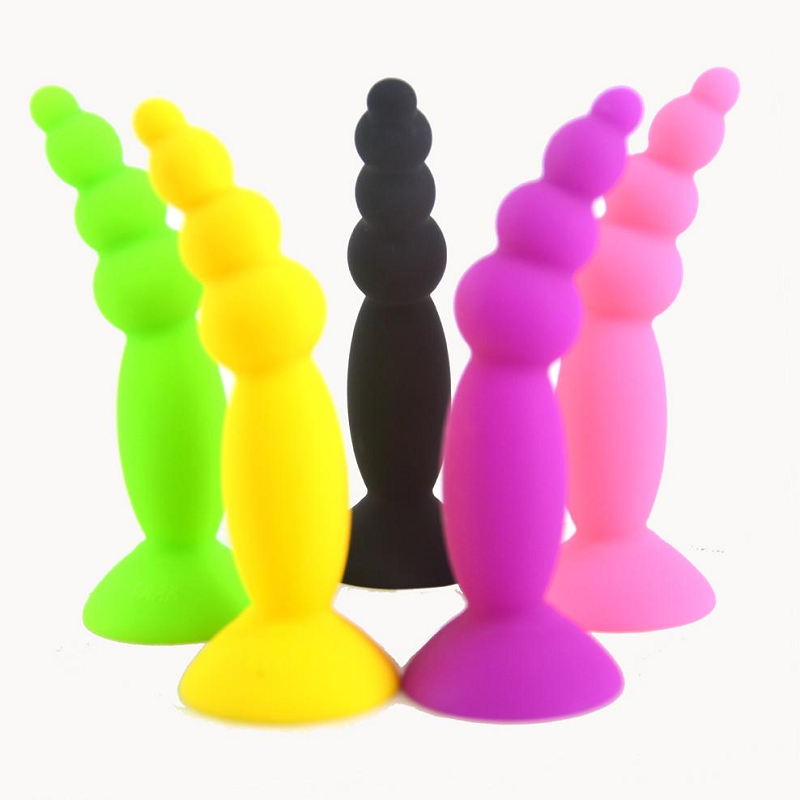 House Of Dasein Colourful Silicone Butt Plug Beads Suction Cup Anal Trainer Beginners