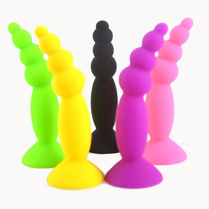 House Of Dasein Colourful Silicone Butt Plug Beads Suction Cup Anal Trainer Beginners