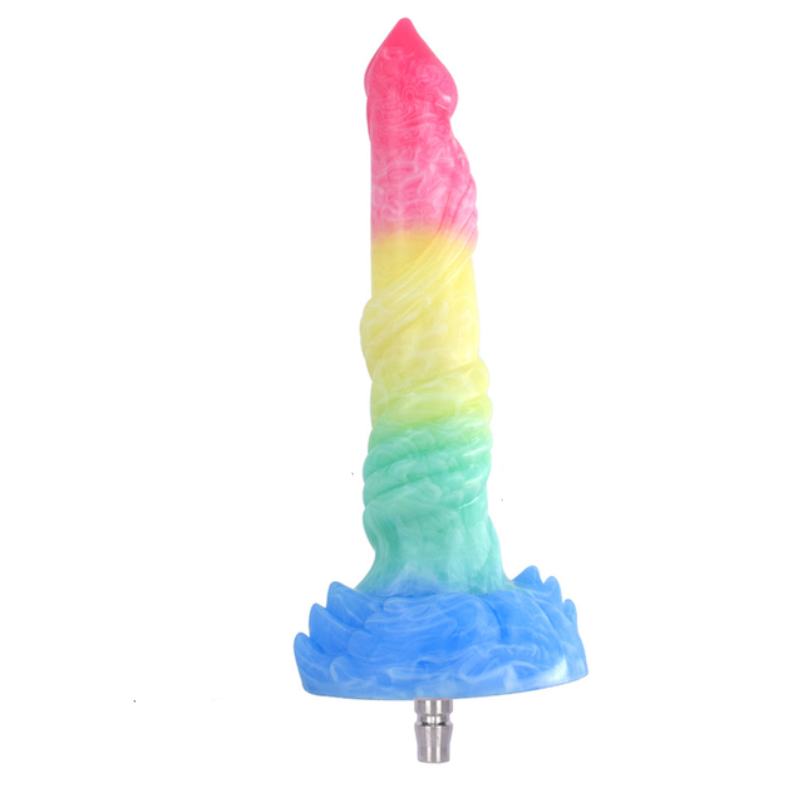 Colourful Rainbow Big Dildo Vac U Lock Attachments For Automatic Sex Machine