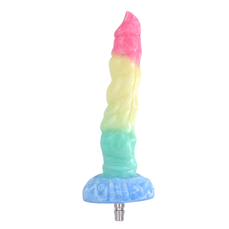 Colourful Rainbow Big Dildo Vac U Lock Attachments For Automatic Sex Machine