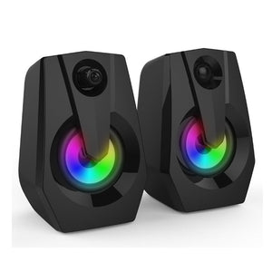 Computer Speakers Pc 2.0 Usb Powered Stereo Volume Control With Led Light Mini Portable Gaming 3.5Mm