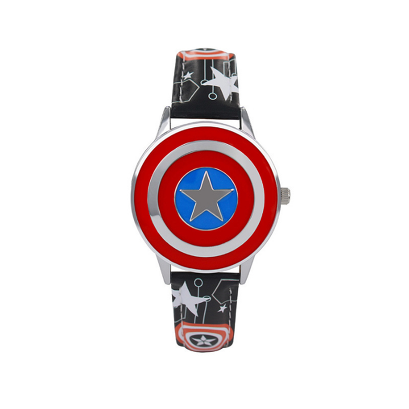 Creative Captain America Shield Watch Flip Quartz Boy Child Vintage 3