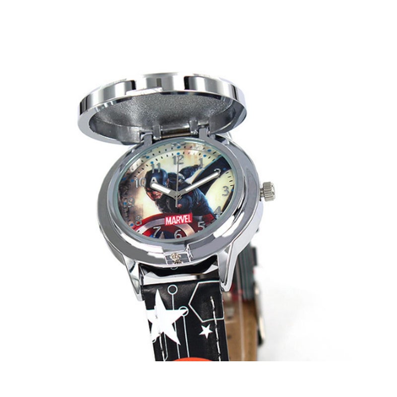 Creative Captain America Shield Watch Flip Quartz Boy Child Vintage 3