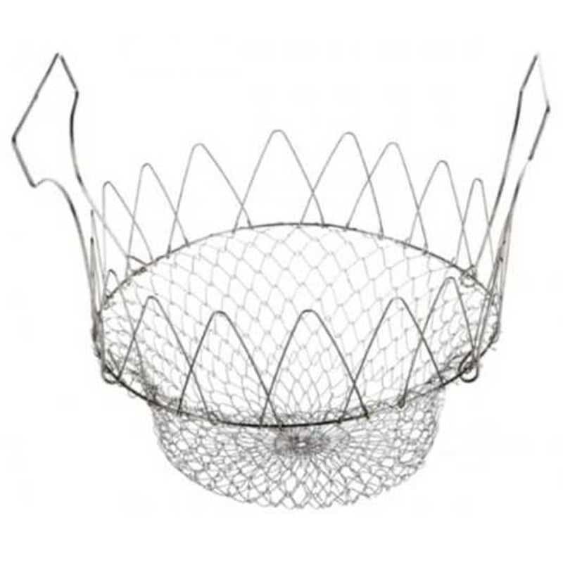 Creative Foldable Stainless Fried Basket For Kitchen Silver