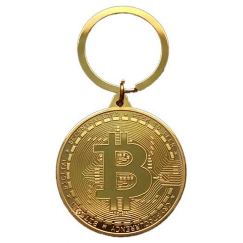 Creative Gift Souvenir Iron Bitcoin Key Chain Golden