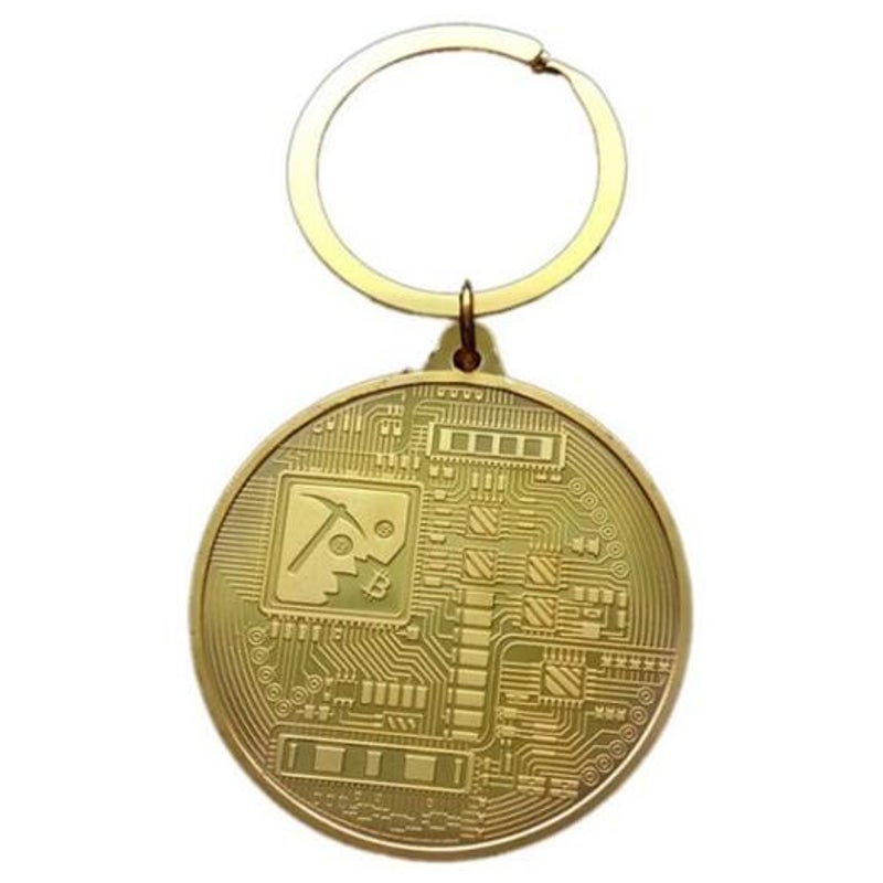 Creative Gift Souvenir Iron Bitcoin Key Chain Golden