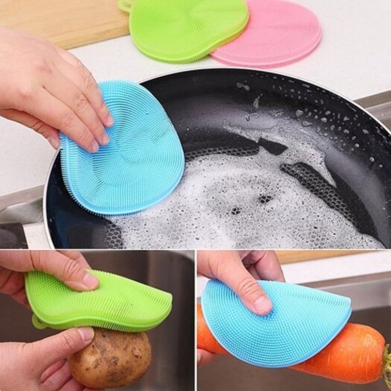 Creative Multifunction Magic Silicone Dish Universal Bowl Cleaning Up Brush Scouring Pad Green Round