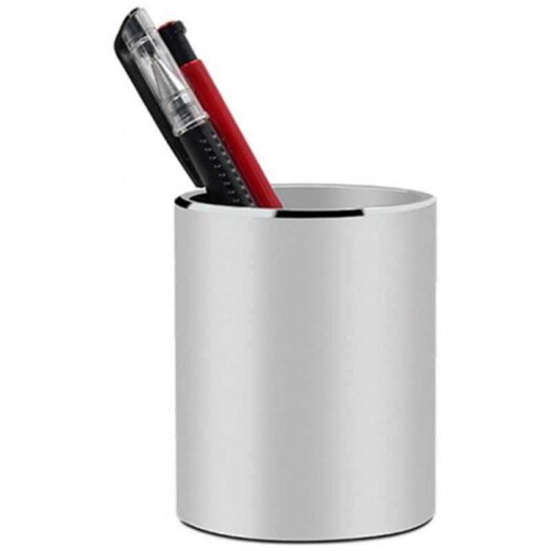 Creative Round Aluminum Alloy Pen Holder Silver