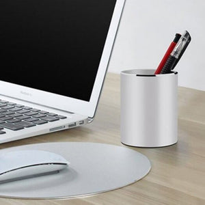 Creative Round Aluminum Alloy Pen Holder Silver