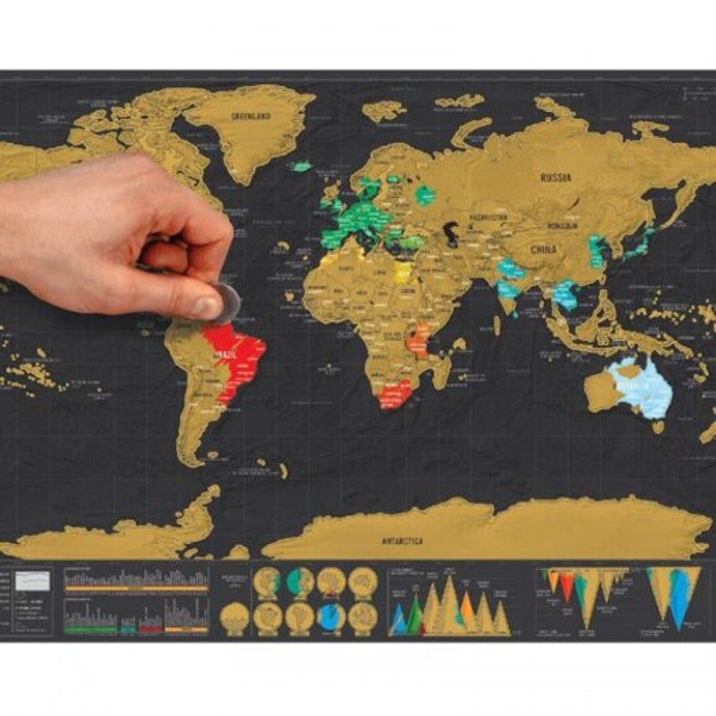 Creative Scratch Off World Map Poster For Travelers Black