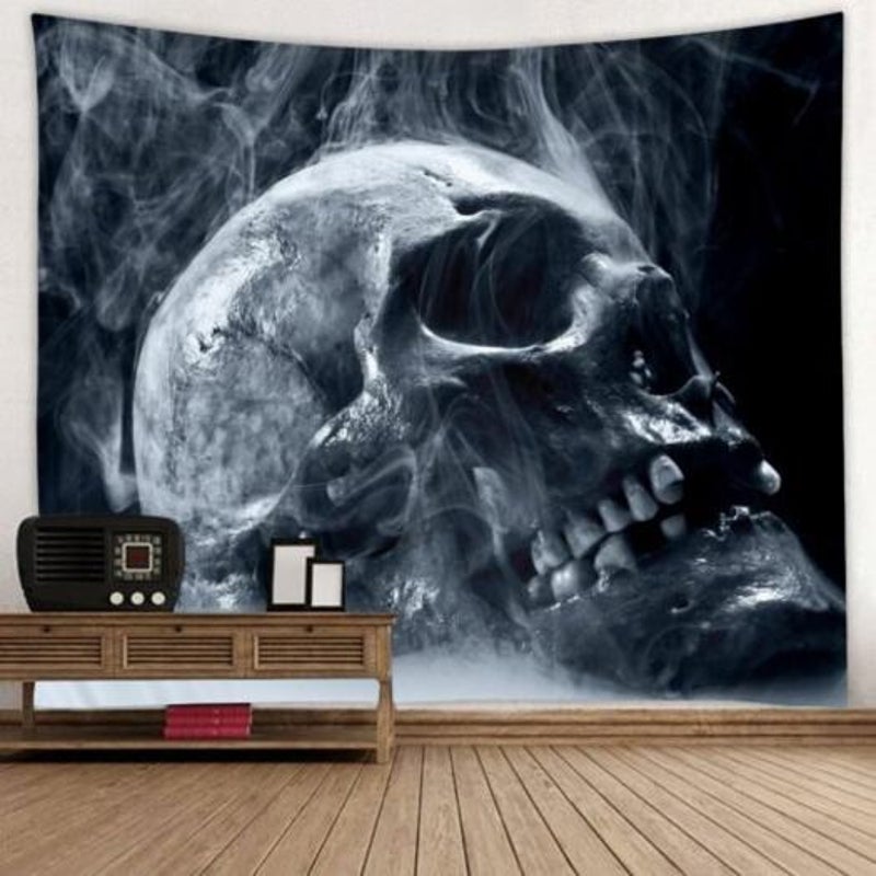 Creative Skull Pattern Print Tapestry Gray 230180Cm