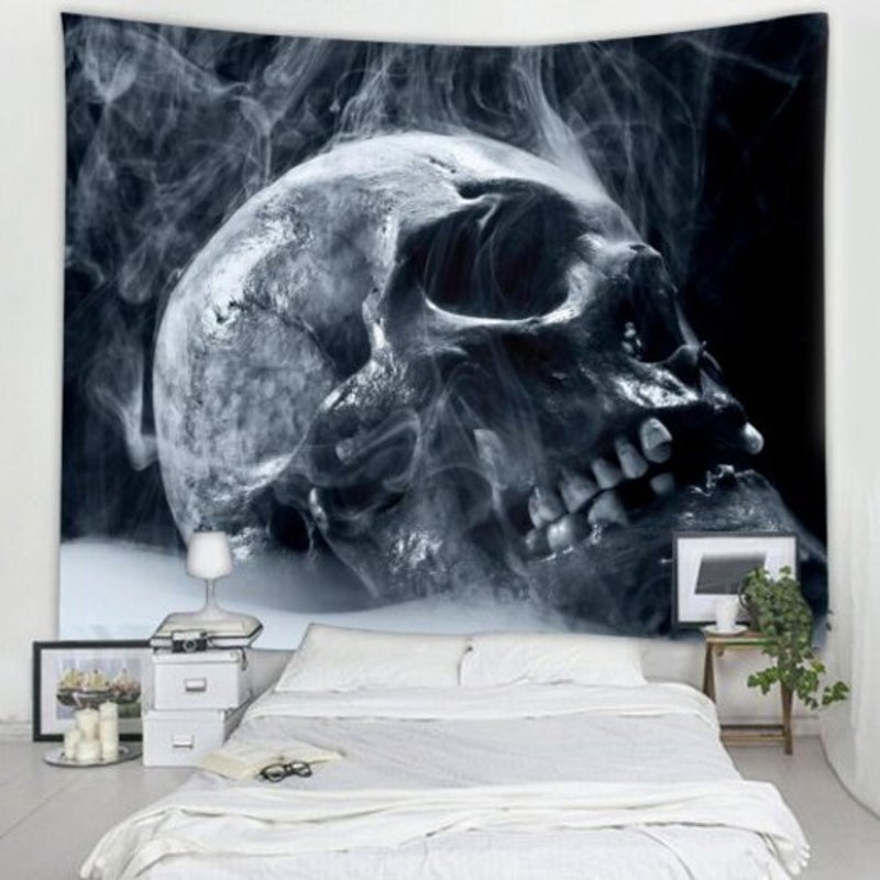 Creative Skull Pattern Print Tapestry Gray 230180Cm