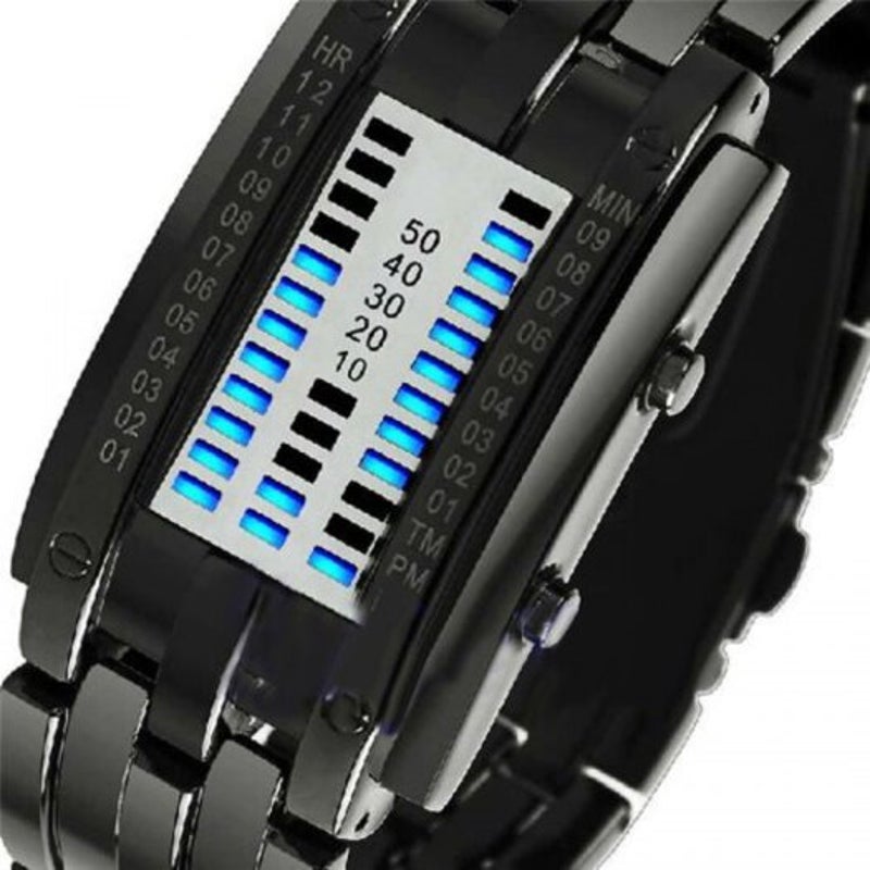 Creative Watches Led Fashion Wristwatches Lovers Couple Digital Waterproof Clock For Men Women Black