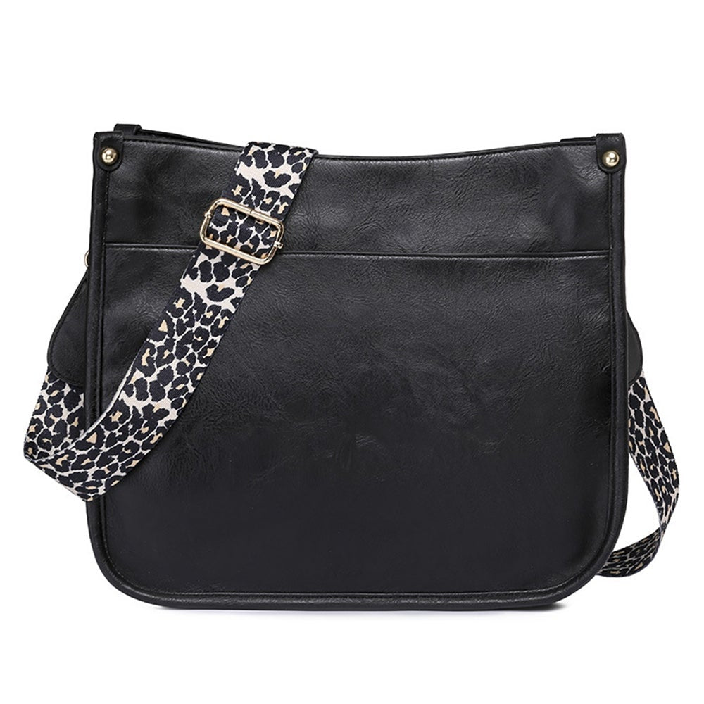 Crossbody Bags For Women Pu Leather Shoulder Bucket With Leopard Strap