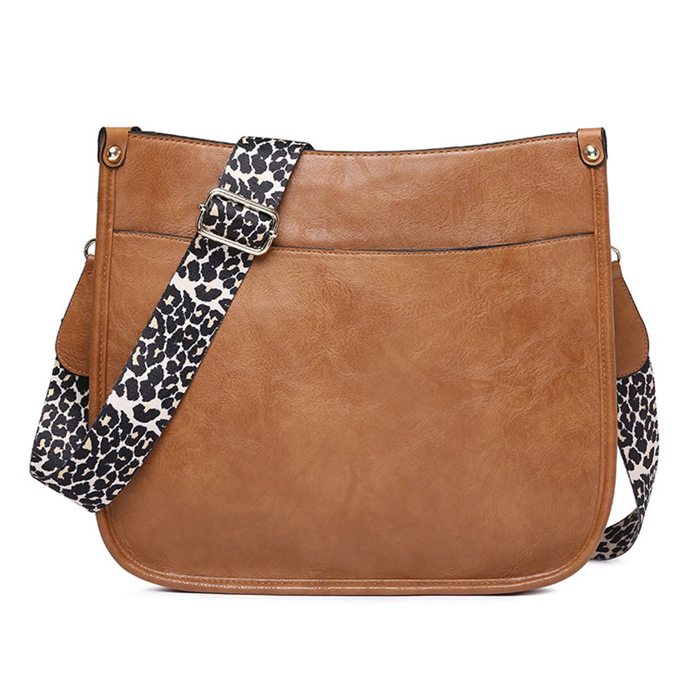 Crossbody Bags For Women Pu Leather Shoulder Bucket With Leopard Strap